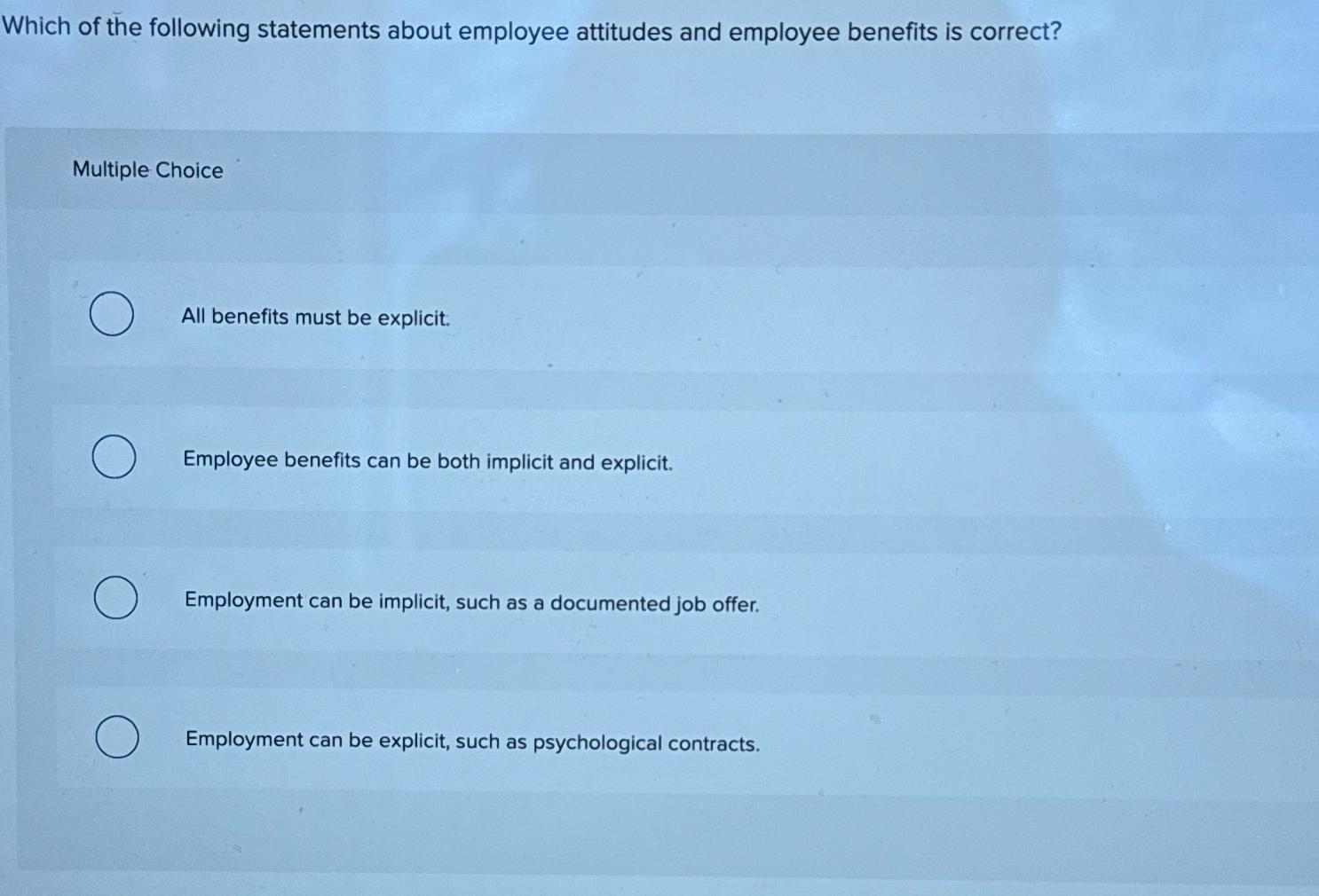 Solved Which Of The Following Statements About Employee | Chegg.com