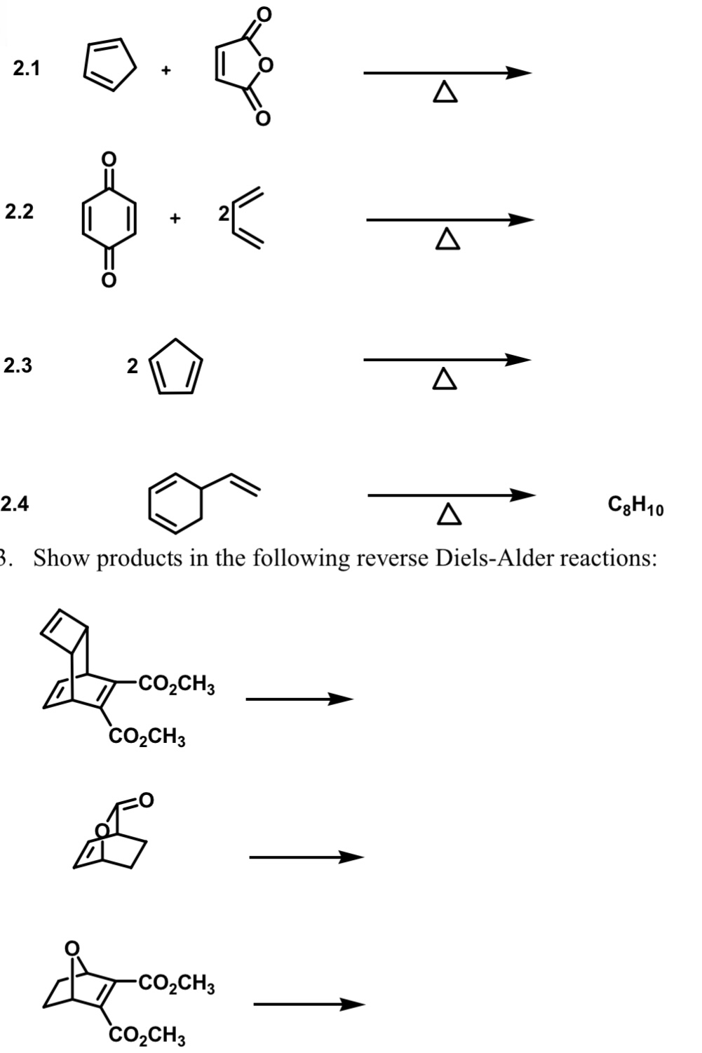 Solved Solve the following diels alder reactions | Chegg.com