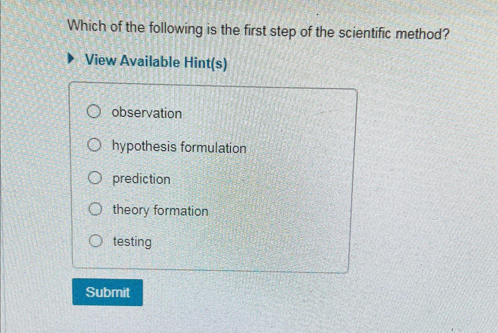 Solved Which of the following is the first step of the | Chegg.com