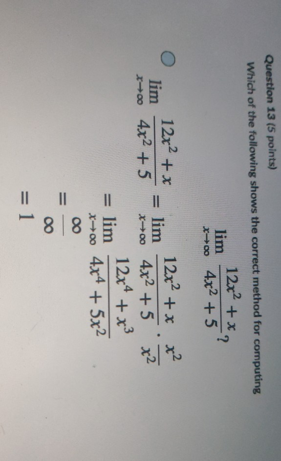 Solved Question 13 (5 points) Which of the following shows | Chegg.com