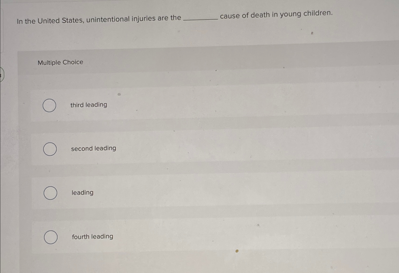 Solved In the United States, unintentional injuries are the | Chegg.com