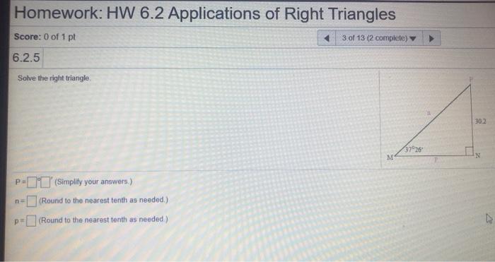 Solved Homework: HW 6.2 Applications of Right Triangles | Chegg.com