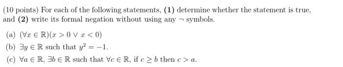 Solved (10 points) For each of the following statements, (1) | Chegg.com