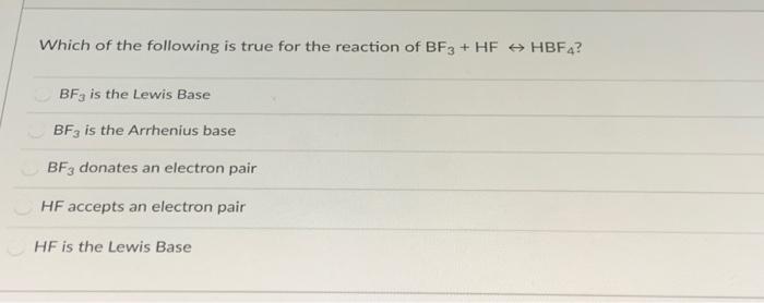 Solved Which of the following is true for the reaction of | Chegg.com ...