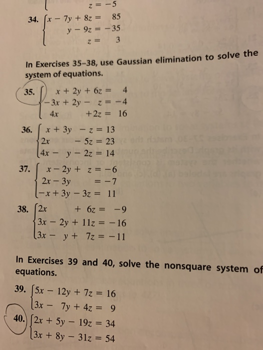 Solved Z 5 34 X 7 Y 9z 35 1 Z 3 In Chegg Com