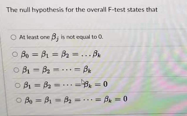 null hypothesis f test