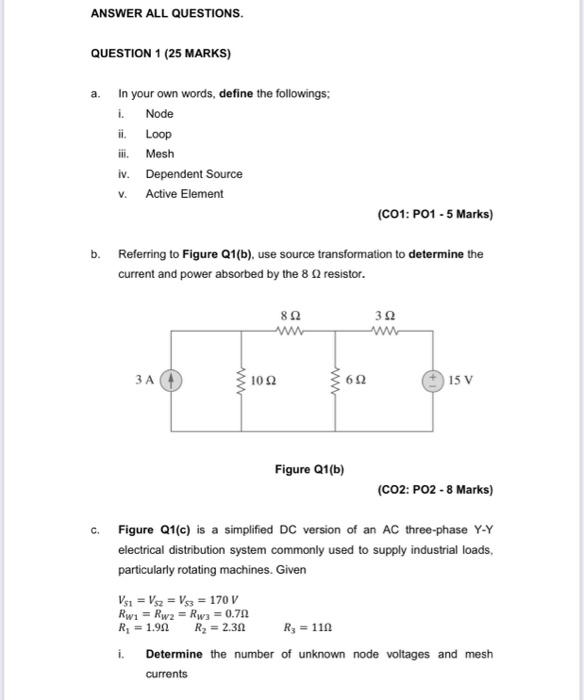 Solved ANSWER ALL QUESTIONS. QUESTION 1 (25 MARKS) a. In | Chegg.com