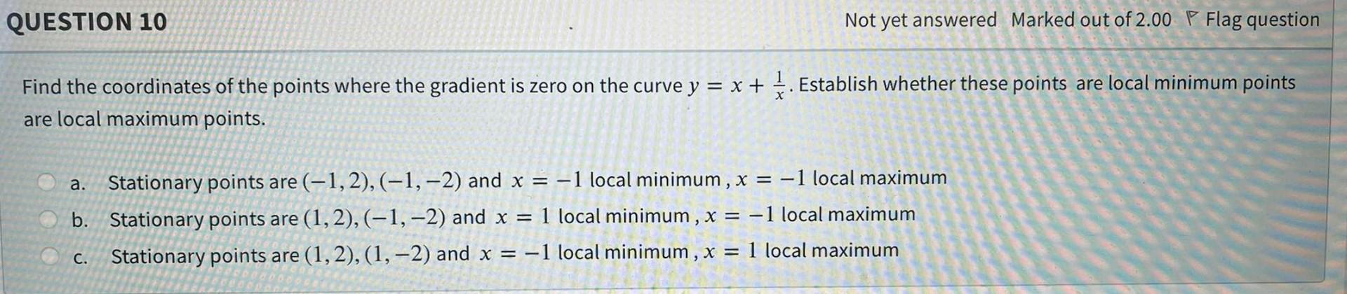 Solved QUESTION 10 Not yet answered Marked out of 2.00 P | Chegg.com