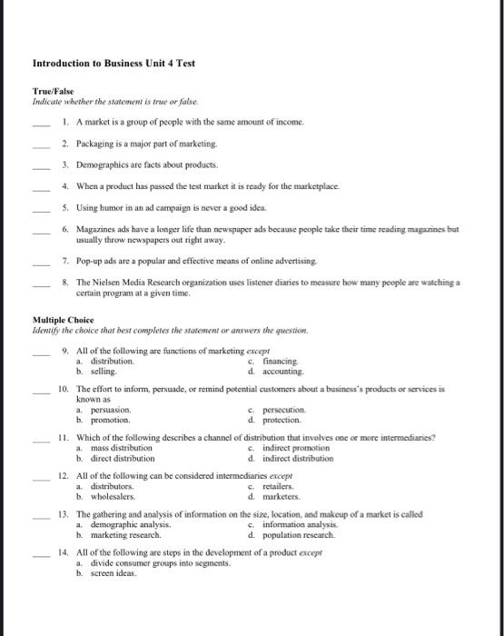 Introduction to Marketing week 4 Quiz Answer