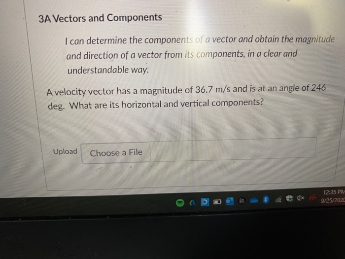 Solved 3A Vectors and Components I can determine the | Chegg.com