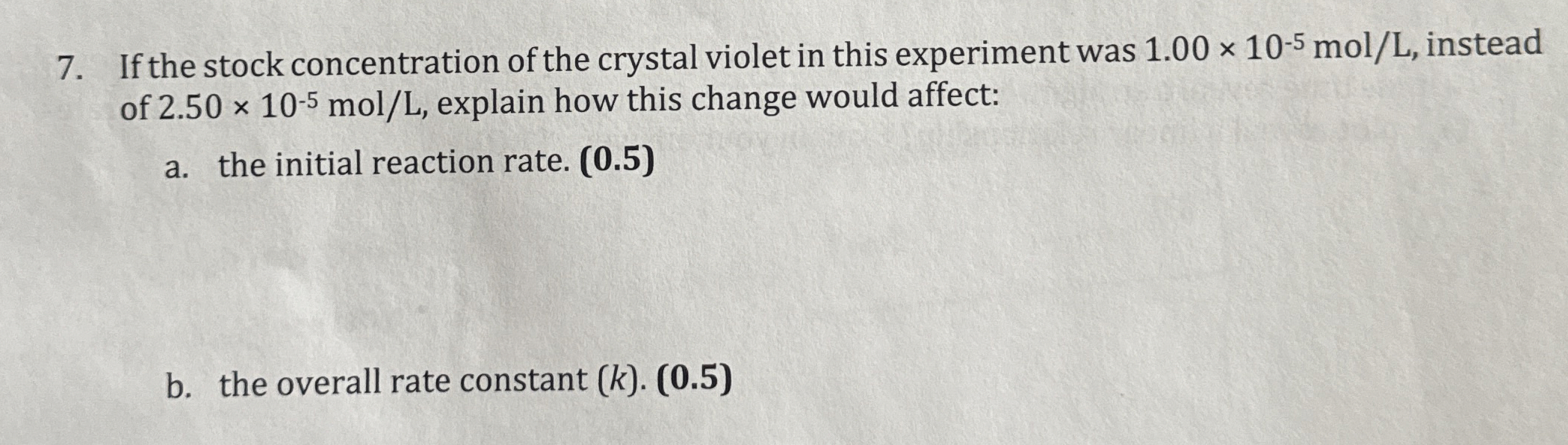 If the stock concentration of the crystal violet in | Chegg.com