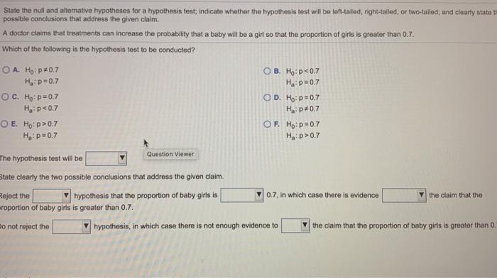 Solved State The Null And Alternative Hypotheses For A