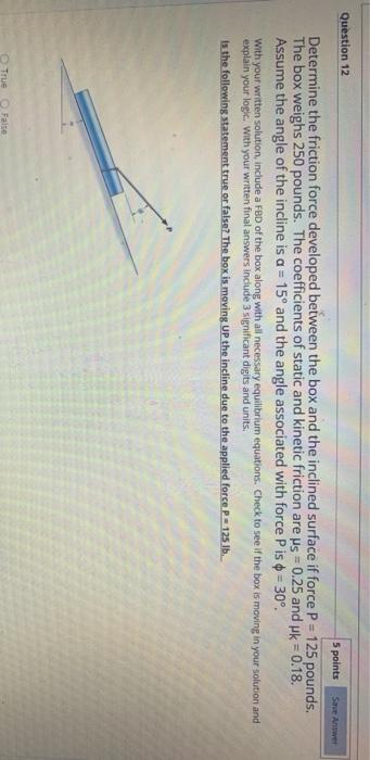 Solved Save Answer Question 12 5 points Determine the | Chegg.com