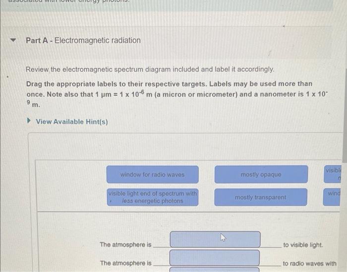 Solved electromagnetic radiation travels through space chegg