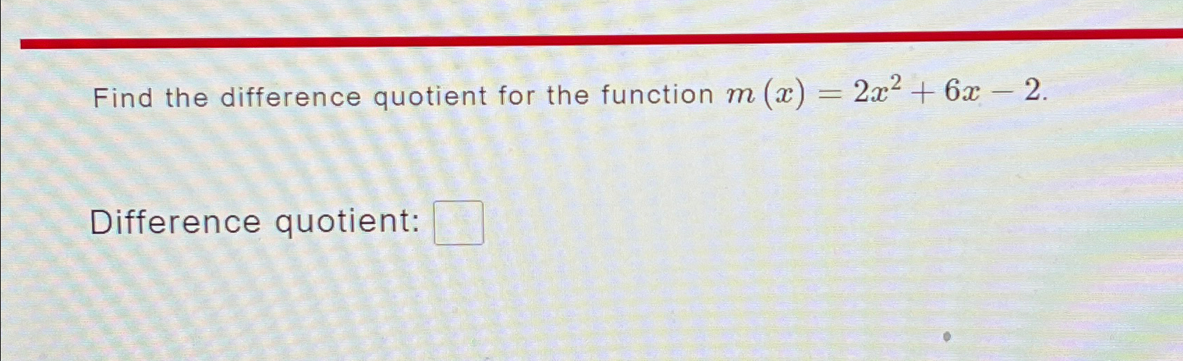 Solved Find the difference quotient for the function | Chegg.com