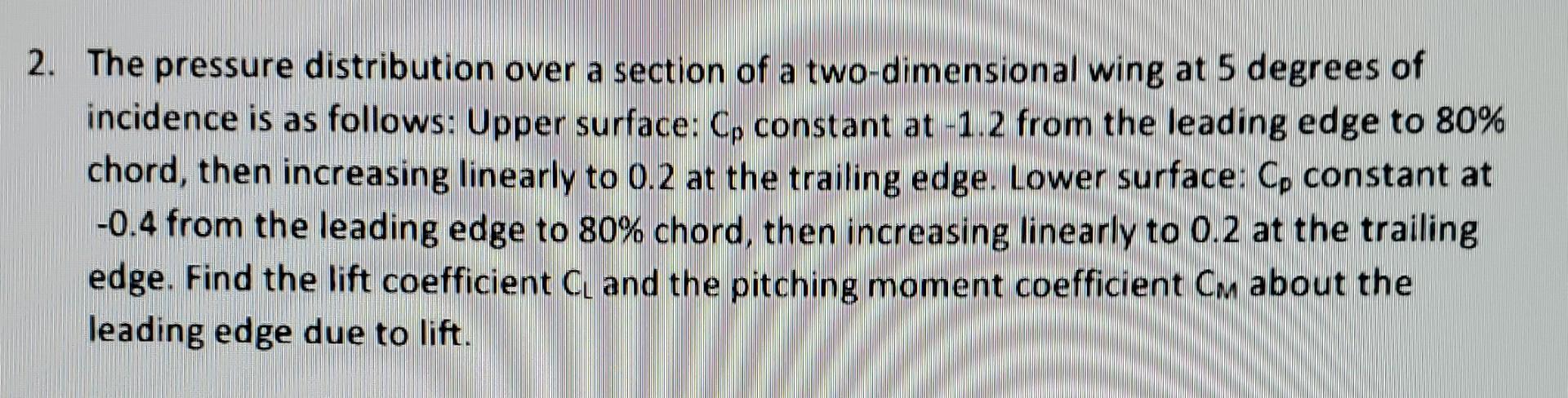 Solved 2. The pressure distribution over a section of a | Chegg.com