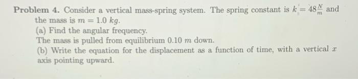 Solved Problem 4 Consider A Vertical Mass Spring System Chegg