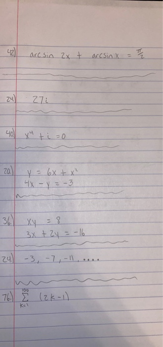 Solved Arcsin 2x T Arcsin X 2 24 27i Yuti y 6x X Chegg Com