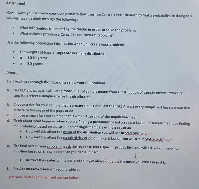 Solved Assignment: Now, I want you to create your own | Chegg.com