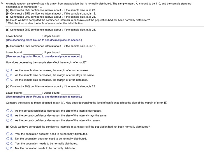 Solved A simple random sample of size n is drawn from a | Chegg.com