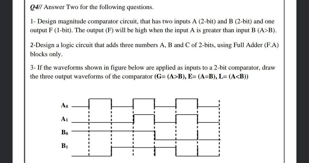 Solved Q4// Answer Two For The Following Questions. 1- | Chegg.com