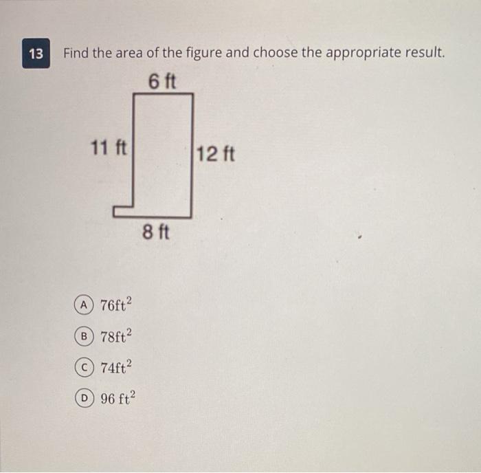 Solved 14 Find the area of the figure shown below and type | Chegg.com