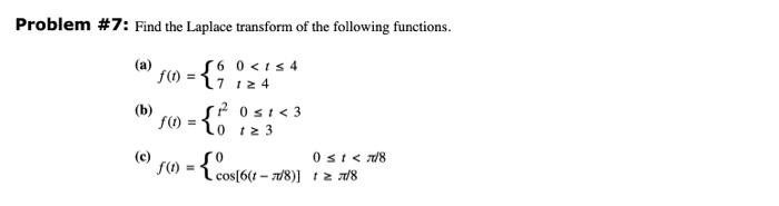 Solved Problem #7: Find The Laplace Transform Of The | Chegg.com