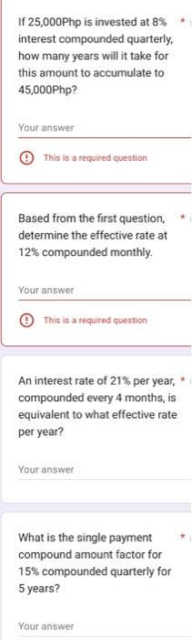 Solved If 25,000Php is invested at 8% interest compounded | Chegg.com