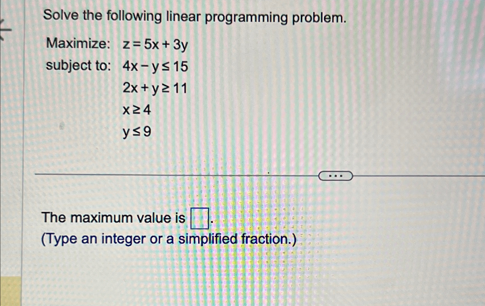 Solved Solve the following linear programming problem. | Chegg.com