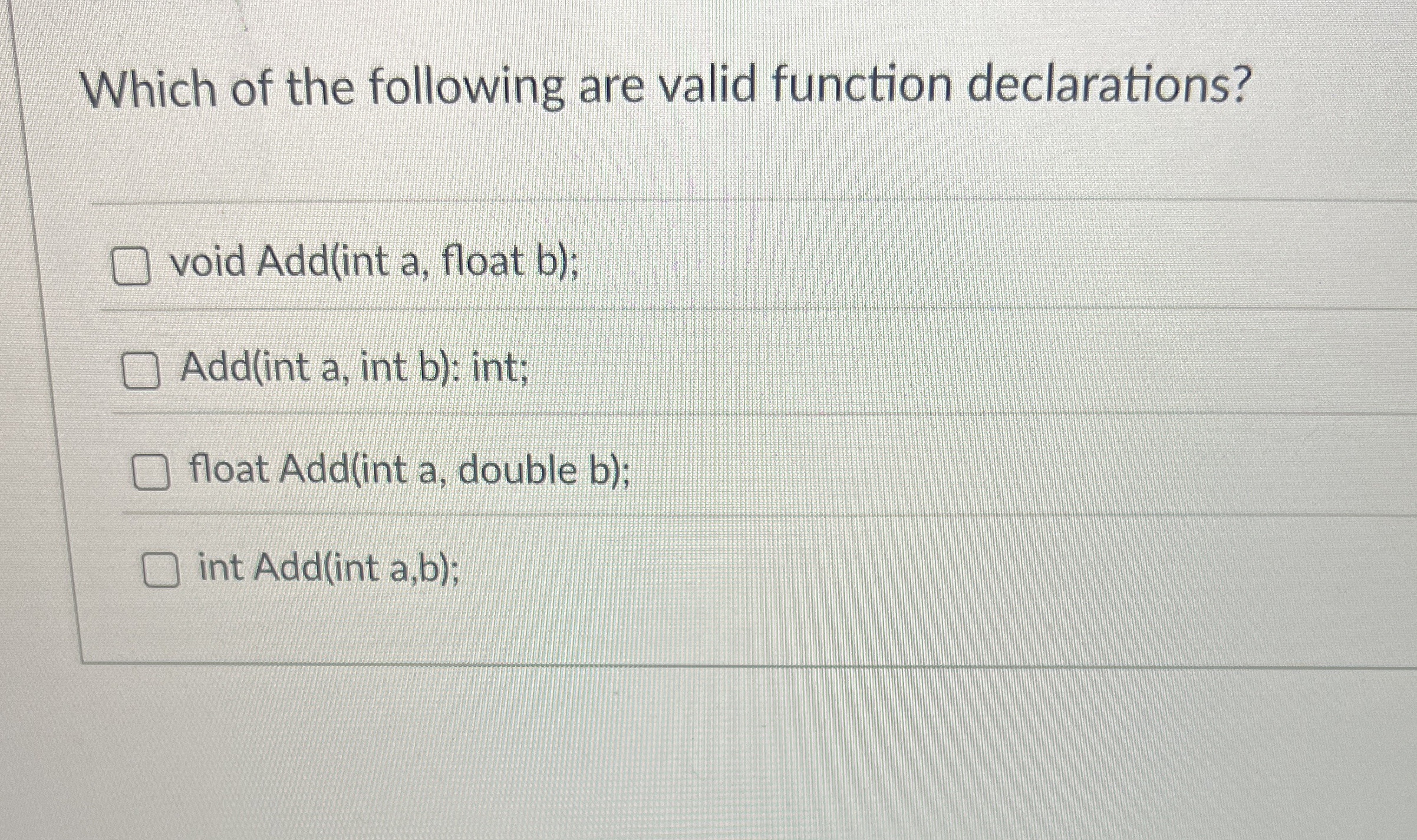 Solved Which of the following are valid function | Chegg.com