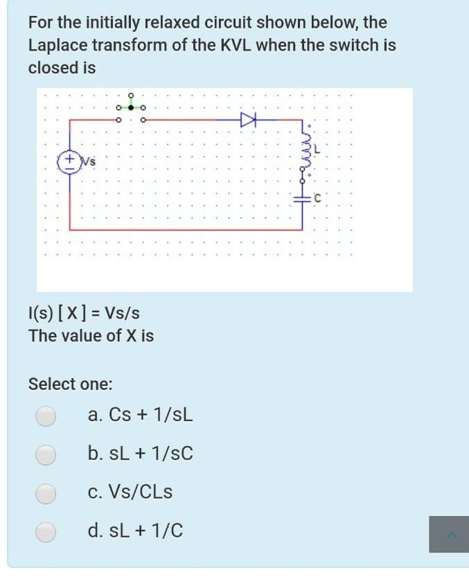 Solved For The Initially Relaxed Circuit Shown Below The Chegg Com