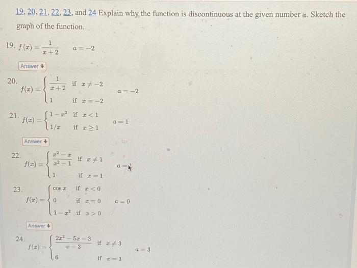 Solved 19,20,21,22,23, and 24 Explain why the function is | Chegg.com
