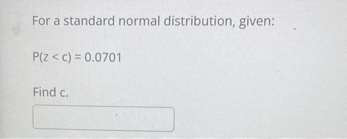 Solved For a standard normal distribution given P z Chegg