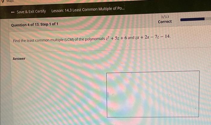 Solved Find The Least Common Multiple (LCM) Of The | Chegg.com