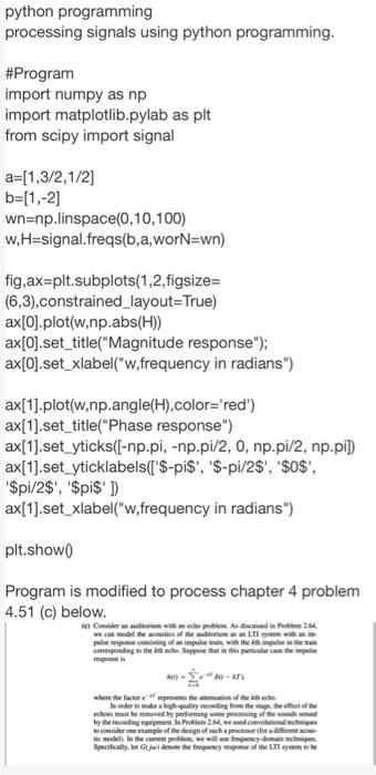 Solved python programming processing signals using python | Chegg.com