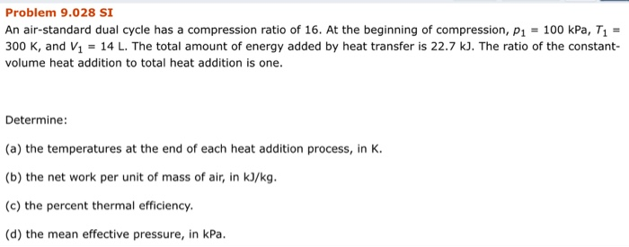 Solved An air-standard dual cycle has a compression ratio of | Chegg.com