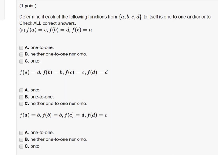 Solved (1 Point) Determine If Each Of The Following | Chegg.com