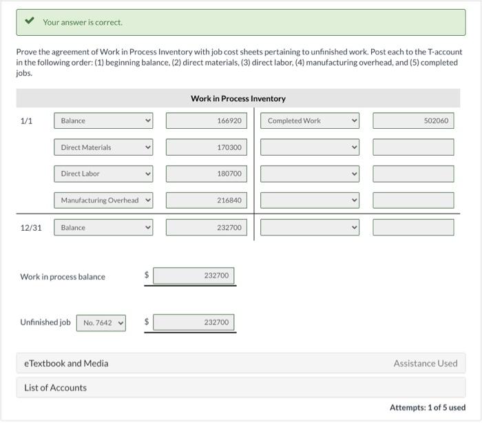 Solved For the year ended December 31, 2022, the job cost