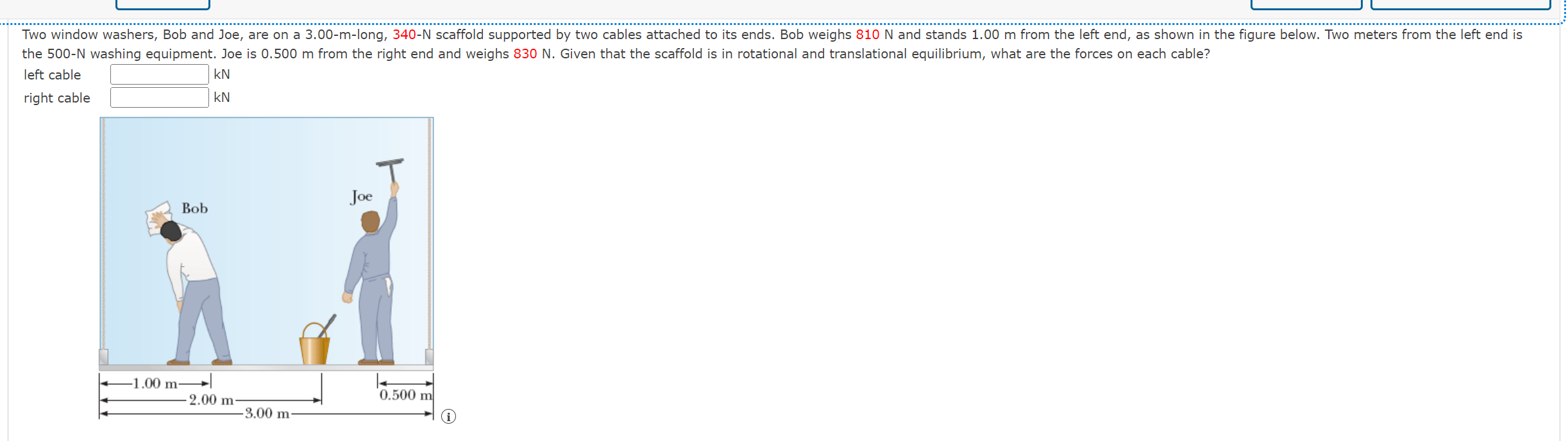 Solved the 500N ﻿washing equipment. Joe is 0.500m ﻿from the