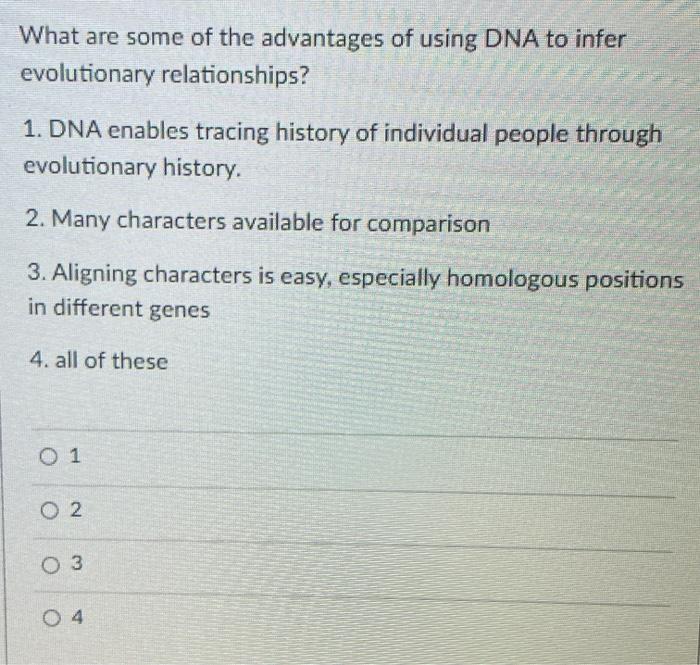 Solved What are some of the advantages of using DNA to infer | Chegg.com