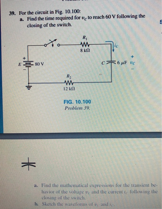 Solved 39. For the circuit in Fig. 10.100: a. Find the time | Chegg.com