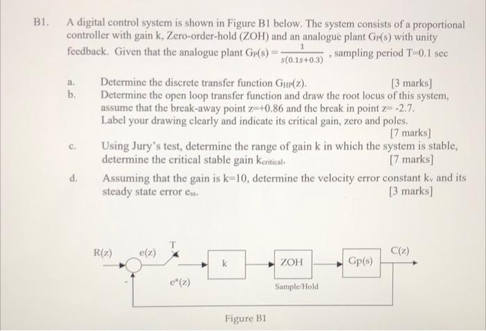 Solved BI. 1 & A digital control system is shown in Figure | Chegg.com