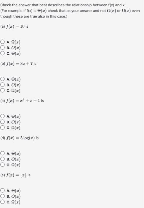 Solved Check the answer that best describes the relationship | Chegg.com
