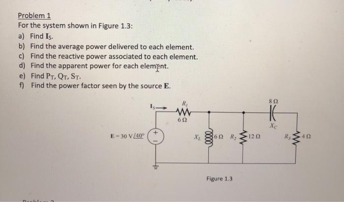 Solved Problem 1 For The System Shown In Figure 1.3: A) Find | Chegg.com