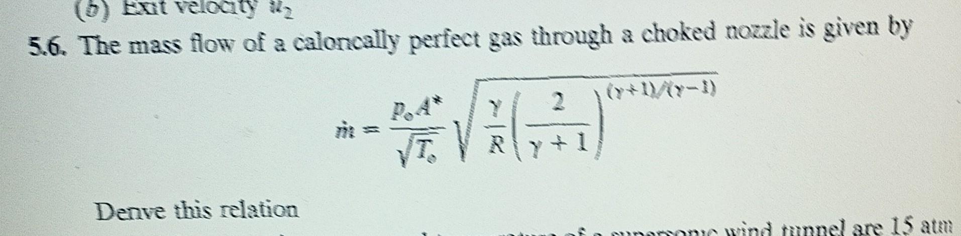 Solved 5.6. The mass flow of a caloncally perfect gas | Chegg.com