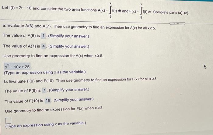 Solved Let Ft 2t 10 And Consider The Two Area