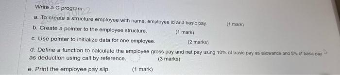 Solved Write a C program a. To create a structure employee | Chegg.com