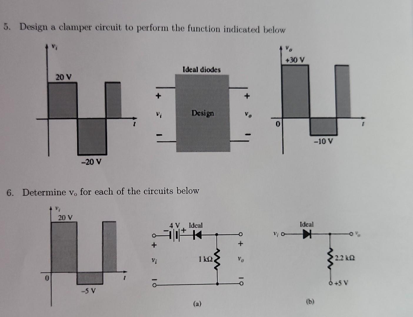Solved 5. Design a clamper circuit to perform the function