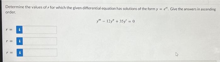 Solved Determine the values of r for which the given | Chegg.com