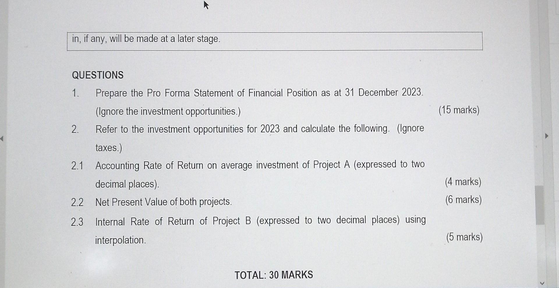 Solved 1. Prepare the Pro Forma Statement of Financial | Chegg.com